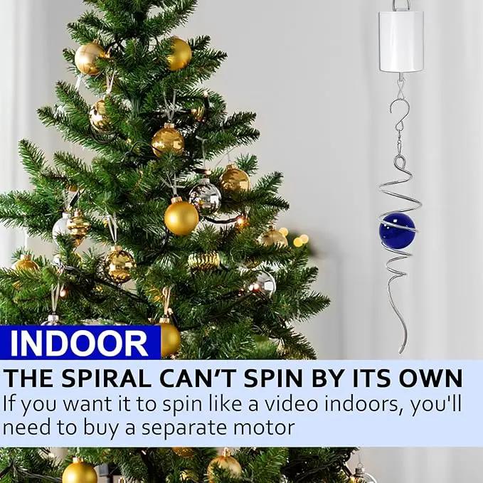 Gazing Ball Spiral Tail Wind Spinner,Decorative Wind Spinner 11inch Tail and 2 inch Glass Orb. Indoor Outdoor Wind Spinner Tail Sun Catcher Garden Decoration-13 inch Height(Dark Blue) by GreenHaven Gardens