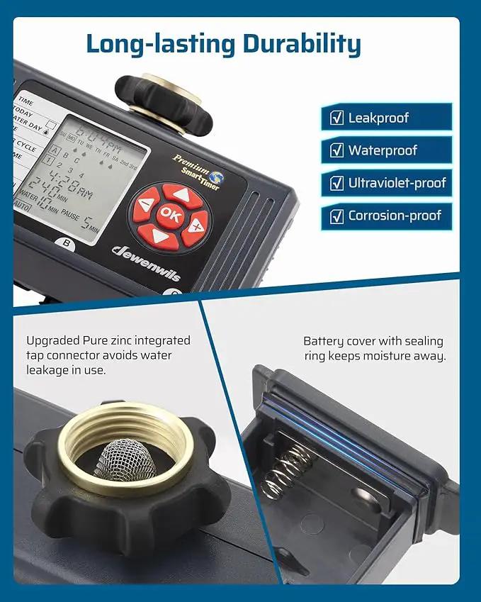 DEWENWILS Sprinkler Timer 3 Zone, Water Hose Garden Irrigation Timer with 4 Programmable Procedure and Low Battery Warning, Repeat Watering over Period, Faucet Controller with Rain Delay Mode for Lawn by GreenHaven Gardens