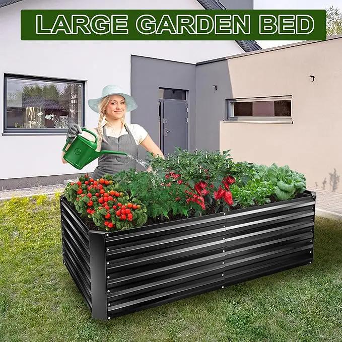 EDOSTORY Metal Raised Bed Garden Bed Kit, 6x3x2ft Tall Galvanized Planter Raised Garden Boxes Outdoor, Large Metal Raised Garden Beds for Flowers, Vegetables, Herbs by GreenHaven Gardens