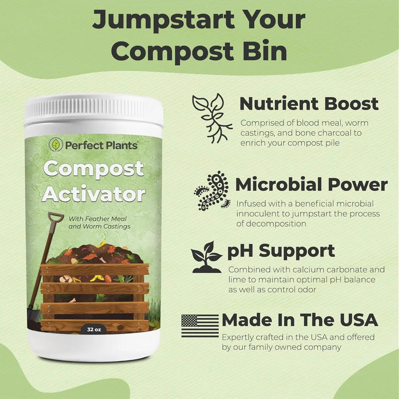 Compost Activator by Perfect Plants | Boosts Microorganisms & Adds Organic Fertilizer | for Use in Composter Tumblers, Machine Bins, or Turners | Fermented Bran with Microbial Inoculant (32 oz) by GreenHaven Gardens