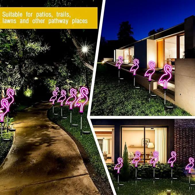 Hortsun Flamingo Solar Lights Outdoor Neon Light Yard Pink Flamingo Waterproof Decorations for Garden Patio Yard Pathway Decoration(2 Pack) by GreenHaven Gardens