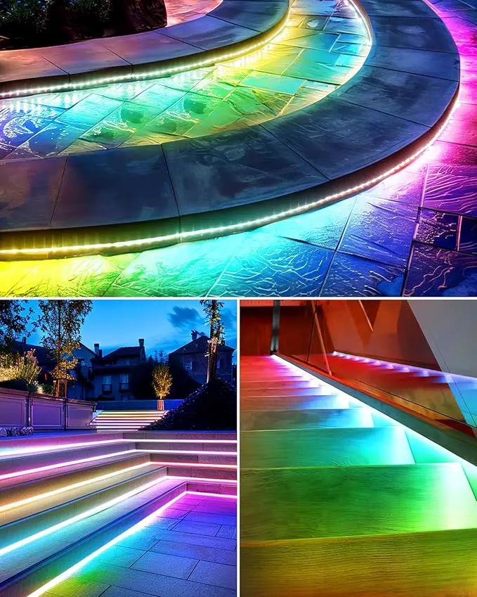 Solar Led Strip Lights Outdoor RGB,16.4FT Music Sync Solar Strip Lights Outdoor Waterproof IP68 with Remote & 8 Lighting Modes,Powered Rope Lights for Yard Trees,Garden,Step,Patio,Fence,Deck by GreenHaven Gardens