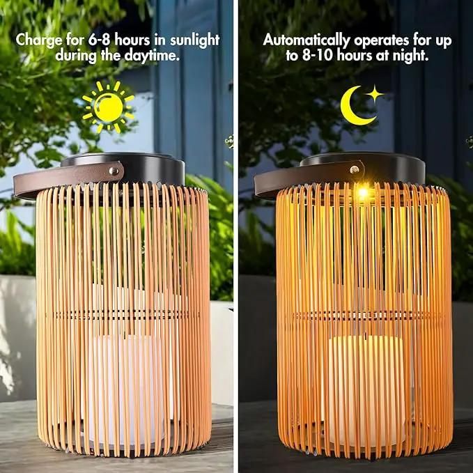 Solar Lanterns for Outdoor Waterproof, ZBLUXBZ Outdoor Table Lamp for Outside Hanging Solar Lights, LED Garden Cordless Lights Perfect for Patio and Pathway Lighting (11-inch Height, Yellow) by GreenHaven Gardens