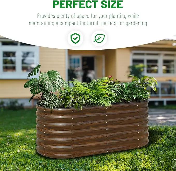 SnugNiture Galvanized Steel Raised Garden Bed, 4x2x2 ft, Outdoor Oval Deep Root Planter Box for Growing Vegetables, Flowers and Fruits by GreenHaven Gardens