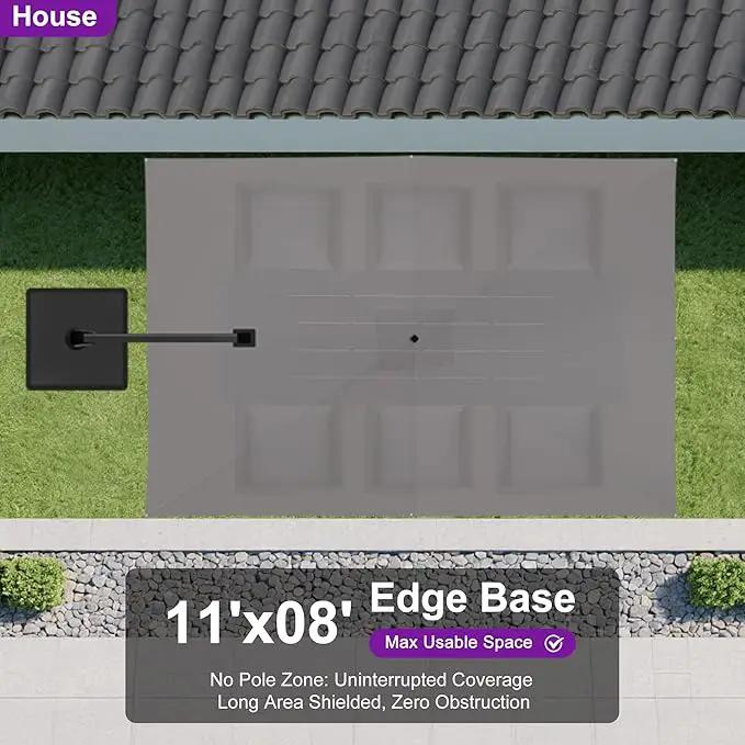 PURPLE LEAF 11.5' X 8' Left-right Tilting Outdoor Patio Umbrella Swivel Offset Cantilever Heavy Duty Rectangle Aluminum Umbrella with UV Resistant for Deck Pool Patio Backyard, Ash Mocha by GreenHaven Gardens