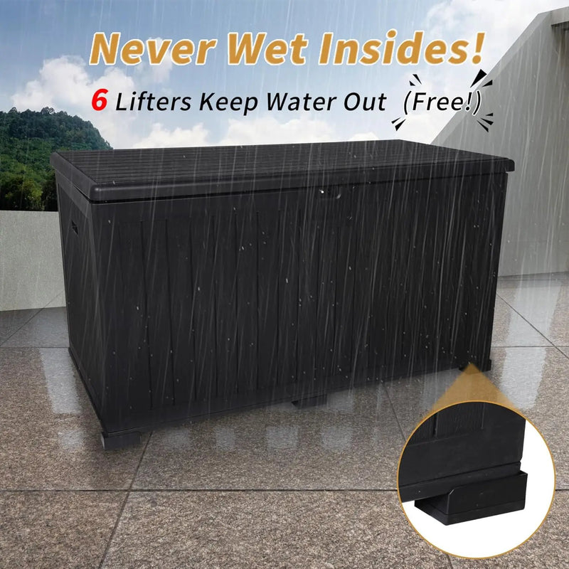 KUIKUI 288 Gallon Waterproof Deck Box, Outdoor Storage Box Waterproof Lockable with Divider and Lifter Prevent Water Seeping into from Floor for Patio Cushions by GreenHaven Gardens