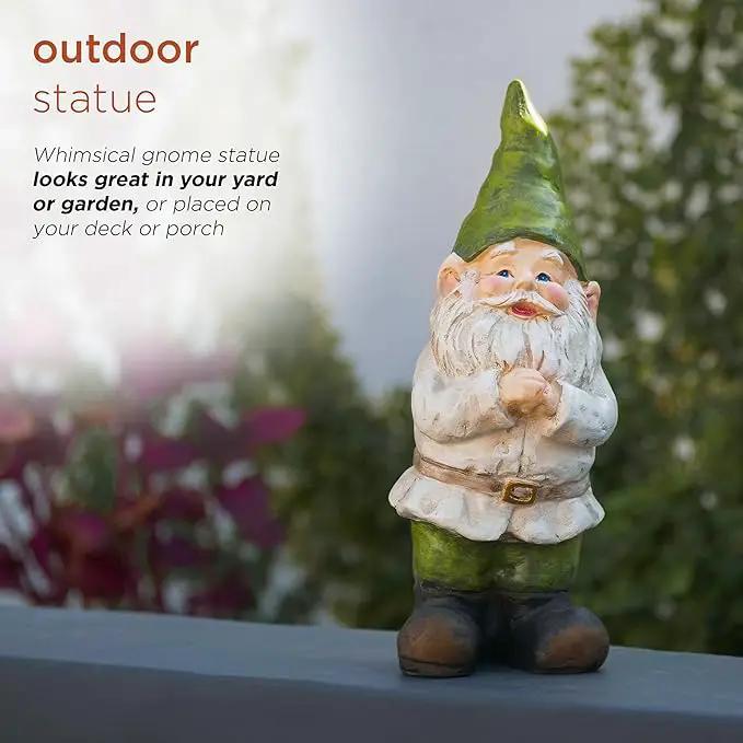 Alpine Corporation 12" Tall Outdoor Garden Gnome Folding Hands Yard Statue Decoration by GreenHaven Gardens