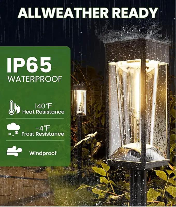 Bright Solar Lights Outdoor 4 Pack, 2-in-1 Warm&Cool Solar Pathway Lights Waterproof IP65, Auto On/Off, Long Lasting Outdoor Light for Yard Patio Garden Decor Landscape Lighting by GreenHaven Gardens