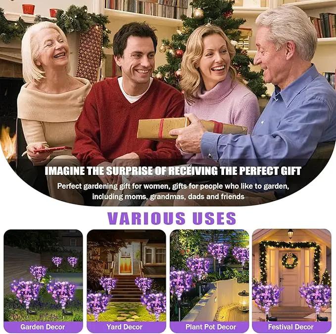 Solar Garden Lights Outdoor, 2 Pack Purple Lavender Solar Butterfly Lights Gardening Gifts for Women, Solar Artificial Flower with Butterfly Purple Garden Decor for Lawn Patio by GreenHaven Gardens
