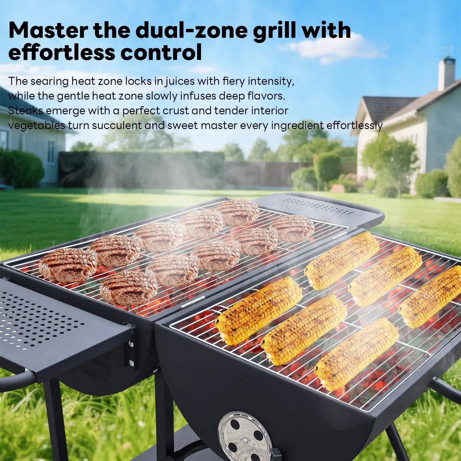 Charcoal Grill - Charcoal Barrel Grill with side shelf, Large Stainless Steel BBQ Grill suitable for outdoor camping,backyards, and patios (Extra Large) by GreenHaven Gardens
