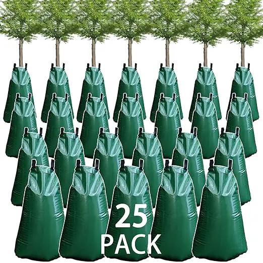25 Pack Tree Watering Bag, 20 Gallon Slow Release Watering Bag for Trees, Premium PVC Shrub Watering Bag with Heavy Duty Zipper, Sturdy Reusable Drip Irrigation Bag by GreenHaven Gardens