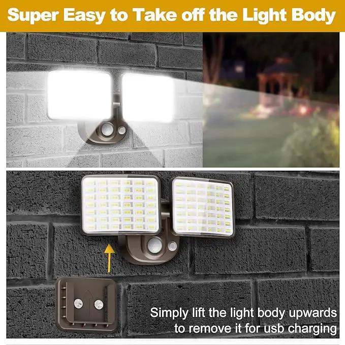 Rechargeable Battery-Powered Motion Light (1-3 Months Endurance), 2500LM Standard & 4000LM High-Brightness Dual Modes, USB Charging Outdoor LED Flood Light for Garage,Yard,Patio,Garden (Brown) 2 Packs by GreenHaven Gardens