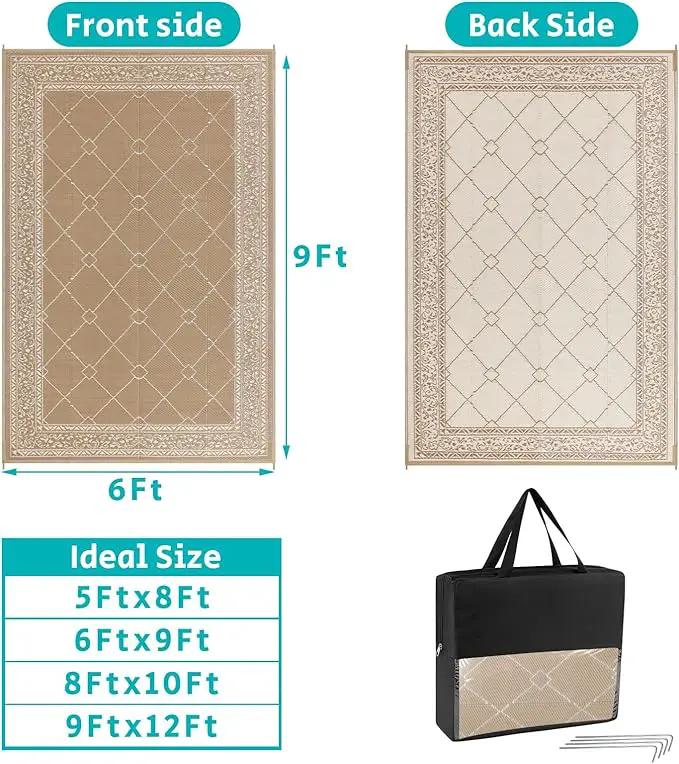 HEBE Outdoor Rug Waterproof 6x9, Plastic Straw Rug Camping Rug, Reversible Outdoor Patio Rugs RV Mat Clearance, Indoor Outside Floor Carpet for Porch,Deck,Camper,Balcony,Backyard by GreenHaven Gardens