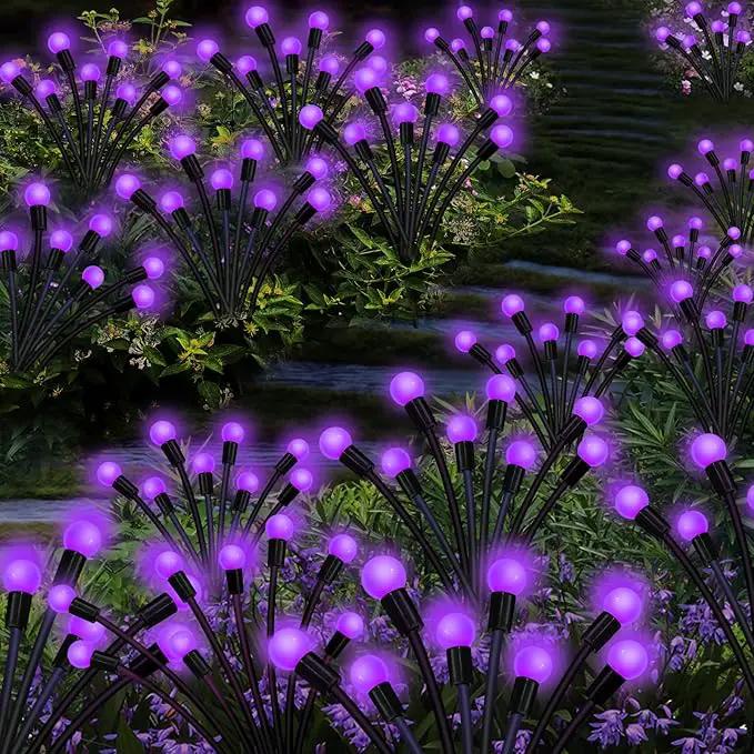 Kohlrabi Solar Garden Lights Outdoor, 4 Pack 40 LED Purple Firefly Lights Waterproof, Sway by Wind, Solar Swaying Light for Yard Patio Backyard Garden Planter Flower Bed Pathway Decoration by GreenHaven Gardens