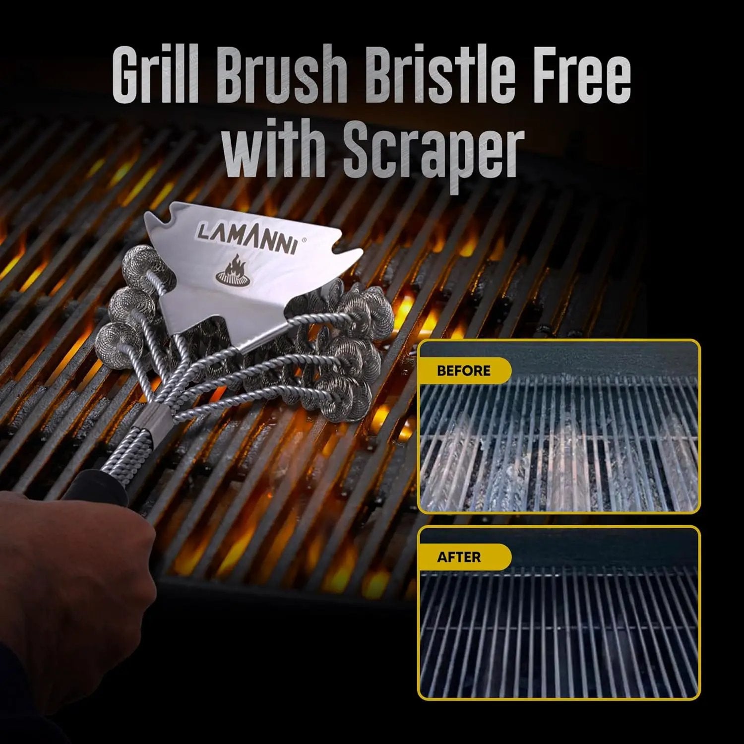 Grill Cleaner and Scraper 18” This BBQ Grill Cleaner Helps You to Scrub Your BBQ Grill Extra Strong BBQ Cleaner Accessories by GreenHaven Gardens