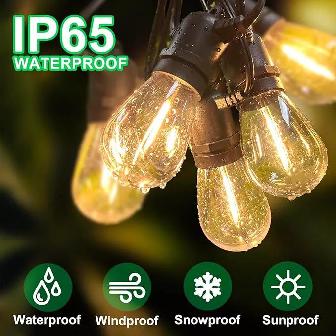 102(96+6) ft Solar String Lights Outdoor, Waterproof with USB Port Remote Control Solar Patio Lights,32 Shatterproof S14 Bulbs,1W Soft White by GreenHaven Gardens
