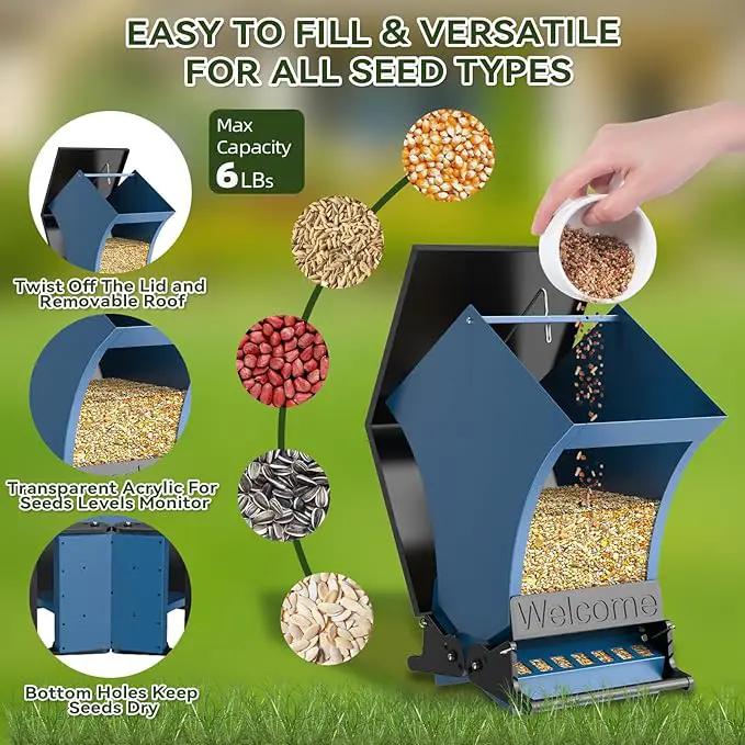 Wildpark Squirrel Proof Bird Feeders for Outdoors, 5LB Metal Hanging Feeders, Large Wild Feeders for Cardinals, Chickadees, Durable Backyard Feeders -One in Blue by GreenHaven Gardens