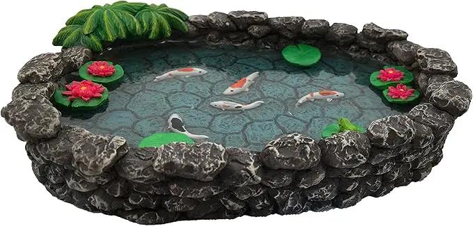GlitZGlam KOI Miniature Pond for a Fairy Garden. A Miniature Pond for a Miniature Fairy Garden and Enchanted Garden Accessories by GreenHaven Gardens