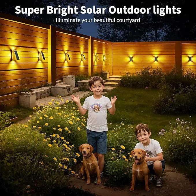 KINKAI Outdoor Solar Lights - 6 Pack Fence Lights Solar Deck Light Outdoor Wall Light with 11 Lighting Modes for Outside Garden Stairs Pool (Warm Light) by GreenHaven Gardens