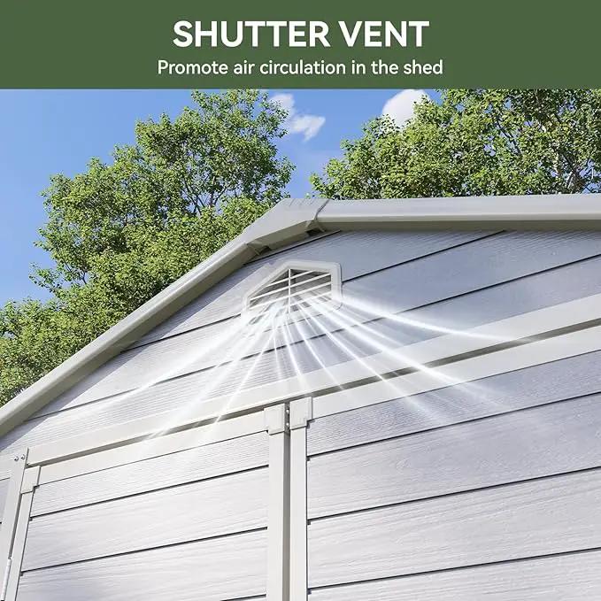 Aoxun 8 X 6.2 FT Resin Storage Shed Outdoor Plastic Large Garden Shed with Lockable Door, Floor for Backyard, Garden, Patio, Lawn, Grey (Grey, 8' x 6.2') by GreenHaven Gardens