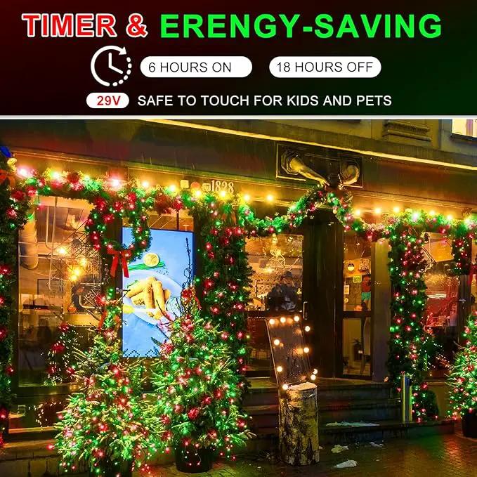 KNONEW 600FT 1500 LED Christmas String Lights Outdoor Green Wire Fairy Light 8 Modes & Timer Plug in Waterproof LED String Lights for Xmas Yard Tree Wedding Party Holiday Decorations(Red and Green) by GreenHaven Gardens