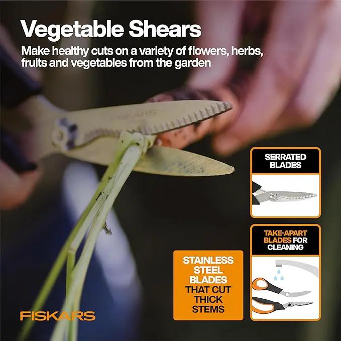 Fiskars Vegetable Garden Tool Set with Vegetable Shears, Seed Sower, Trowel, Cultivator, Weeder, and L/XL Garden Gloves for Indoor or Outdoor Gardening (6 Piece Kit), Gardening Gifts for Women by GreenHaven Gardens