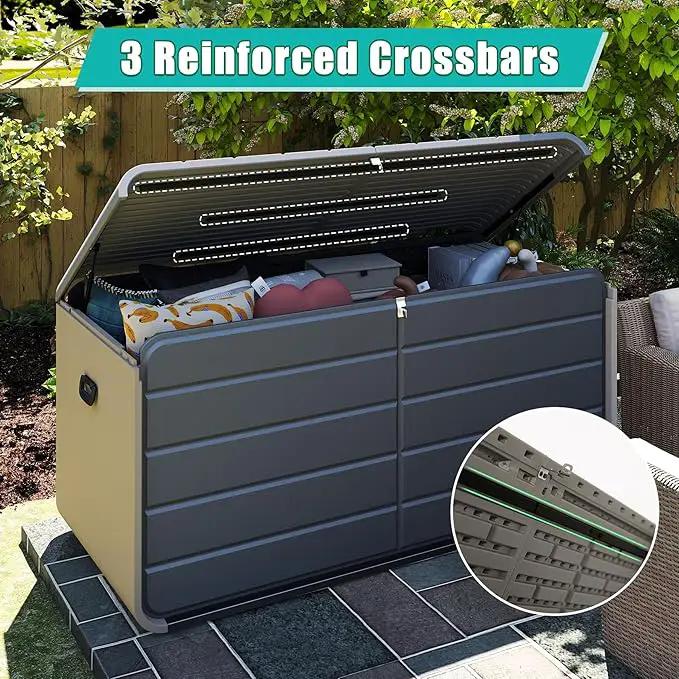 Domi 260 Gallon Resin Deck Box, Waterproof & UV-Resistant Outdoor Large Storage Box Lockable Storage Bin for Patio Cushions Pool Supplies Garden Tools and Delivery Storage by GreenHaven Gardens