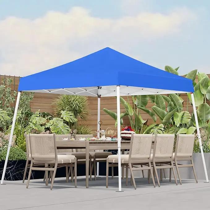 10x10 Pop Up Canopy, 300D Silver Coated Blue Fabric Outdoor Gazebo, Beach Tent Slant Legs with Storage Bag,Easy Up Sun Shade Shelter Tents with 8x8 Top Cover for Patio,Party by GreenHaven Gardens