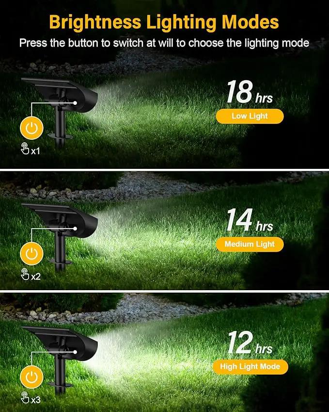 BAXIA TECHNOLOGY Solar Spot Lights Outdoor Waterproof, 3 Lighting Modes Solar Landscape Lights, Dusk to Dawn Spot Light for Yard Garden Pathway Driveway, Warm White, 6 Pack by GreenHaven Gardens