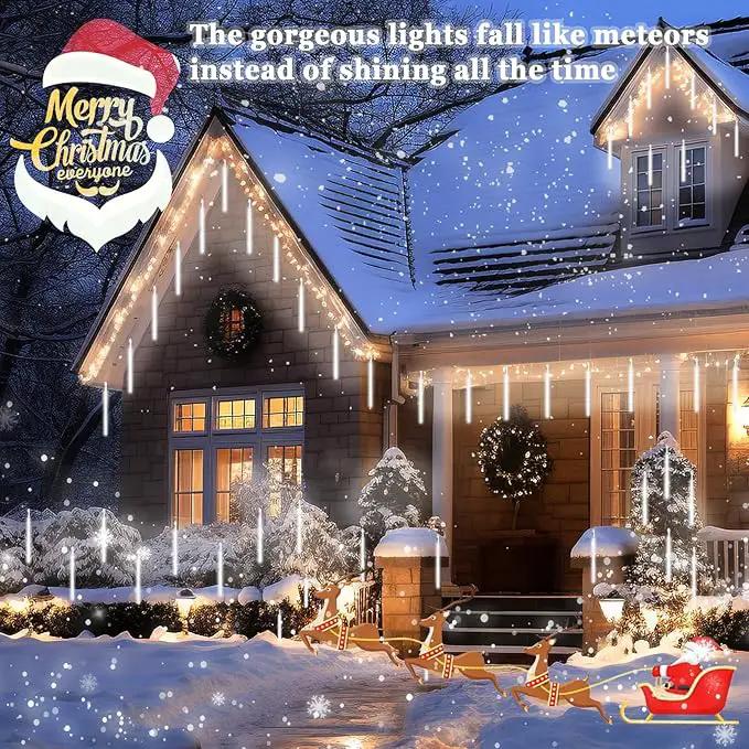 Meteor Shower Lights - 20 Inch 10 Tube 540 LED High Brightness Falling Rain Icicle Cascading Lights for Xmas Tree Roof Eaves Patio Decor by GreenHaven Gardens