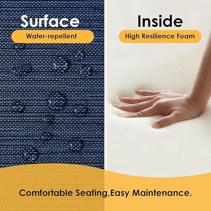 Outdoor Square Corner Seat Cushion, 19"x19"x3", Set of 4, Non Slip Seat Cushion Pads with Removable Cover for Patio Furniture, Garden Yard Lawn, Navy by GreenHaven Gardens