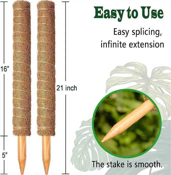 2 Pack 21 Inch Moss Poles, Stackable Moss Pole for Plants Monstera, 37 Inch Tall Moss Poles for Climbing Plants Indoor, Coir Totem Plant Support Stakes Stand for Potted Plants, Pothos by GreenHaven Gardens