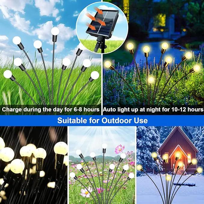 New Upgraded Solar Garden Lights, 6 Pack 48 LED Solar Firefly Lights Outdoor Waterproof, Solar & USB Charging, 8 Modes Swaying Light for Yard Pathway Patio Landscape Outdoor Decoration Lights by GreenHaven Gardens
