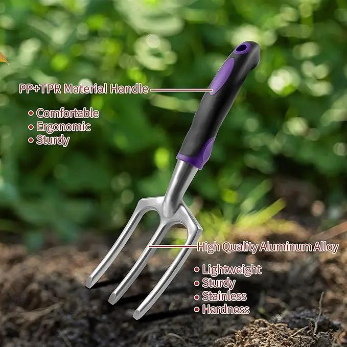 Gardening Tools – 42 Piece Premium Gardening Tool Set,Heavy Duty Hand Tools with Fashion Garden Tools Organizer Handbag,Rust-Proof Gardening Tool Kit, Ideal Gardening Gifts for Women((Purple Floral) by GreenHaven Gardens