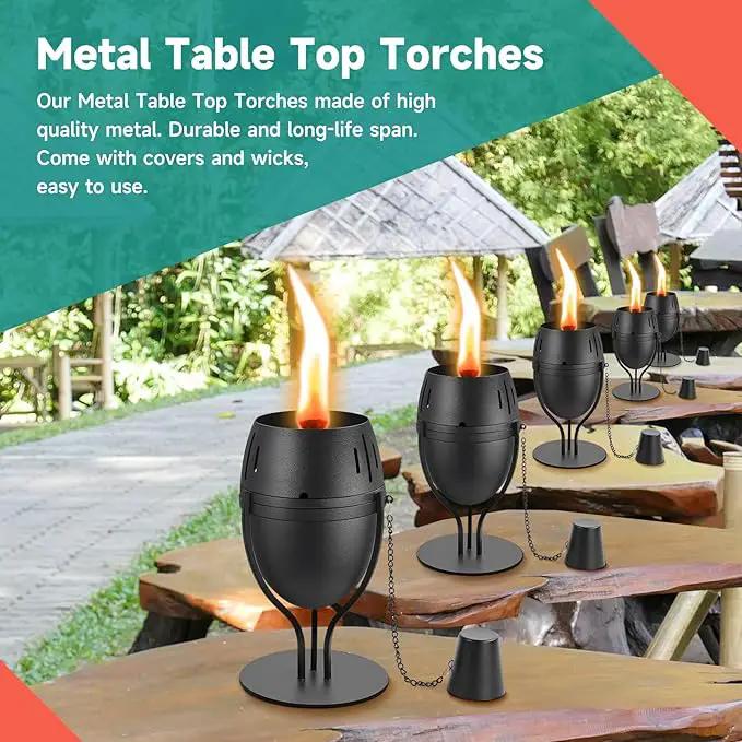 4 Pack Metal Table Top Torches, 14 oz Citronella Torches for Outside, Refillable Flame Light Torch, Decorative Tabletop Lantern for Yard, Patio, Deck, Garden, Party, Landscape by GreenHaven Gardens