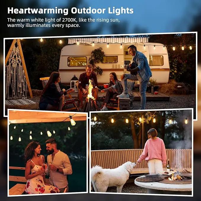 FOOMAN LED Outdoor String Lights, 100FT Outside Waterproof Patio Lights with 50+3 Shatterproof ST38 Edison Bulbs, 2700K Warm White Hanging Light, Dimmable Light for Back Yard Porch Party Gezebo by GreenHaven Gardens