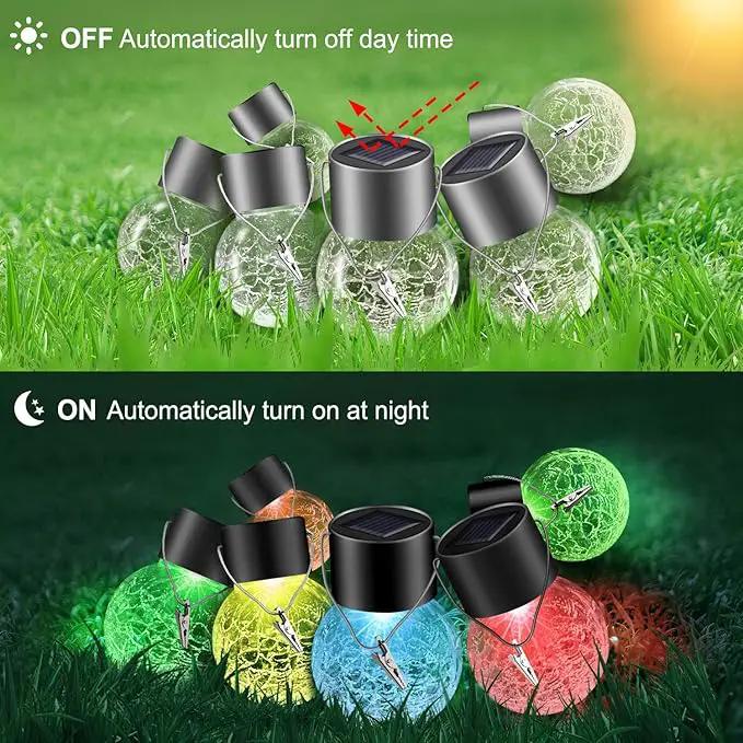 32 Pack Hanging Solar Lights Outdoor Decorative, Waterproof Solar Globe Lantern with Handle and Clip, Solar Powered Cracked Glass Ball Lights for Garden Yard Patio, Fence Tree Umbrella, Holiday Décor by GreenHaven Gardens
