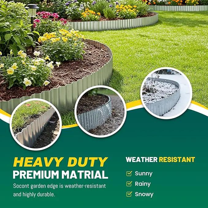 Corrugated Metal Garden Edging, 6"×40Ft Durable Landscape Border for Garden, Lawn, Flower Beds and Paver Edging (Silver) by GreenHaven Gardens