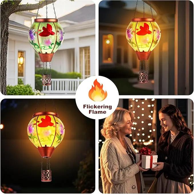 Cardinal Solar Hot Air Balloon Lantern,Outdoor Decor with Flame Lights Waterproof, Hanging for Garden Yard Lawn Patio, Unique Gifts for Women Mom Grandma Gardener for Mother'Day Christmas by GreenHaven Gardens