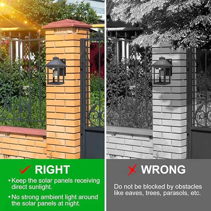 2 Pack Solar Wall Lantern Lights Outdoor Dusk to Dawn Motion Sensor Waterproof LED Wall Sconce Exterior Porch Light Fixtures Warm White, 3 Lighting Modes for Fence Patio Garage Garden Yard by GreenHaven Gardens