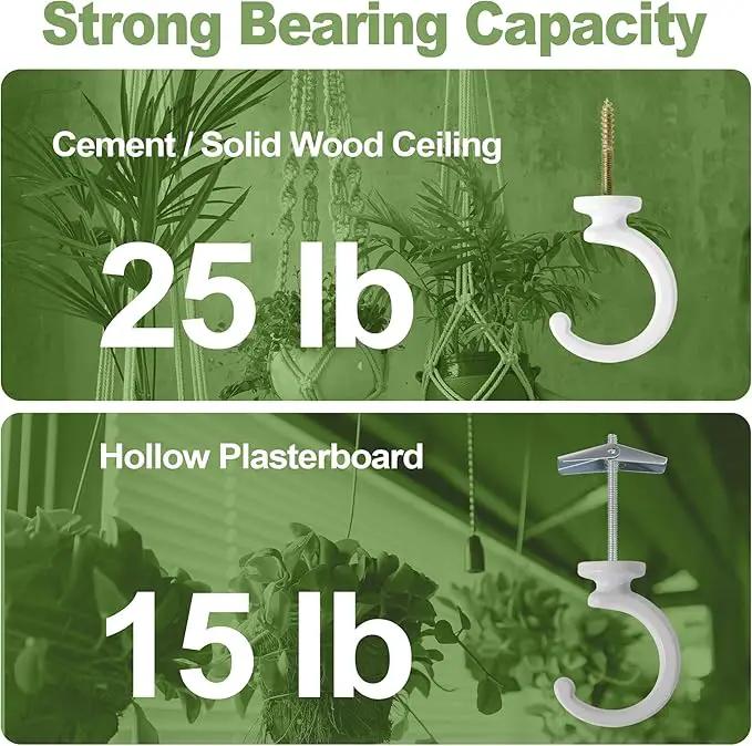 4pcs Ceiling Hooks for Hanging Plants, Lights - Metal Small Heavy Duty Indoor/Outdoor Wall Plant Hanger Swag Hooks by GreenHaven Gardens