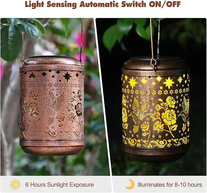 Kaixoxin Solar Garden Decor Metal Lantern Hummingbird Table Lamp Bronze Outdoor Dercoration Great Gift for Women Mon Grandma Hanging Lights for Patio Courtyard Garden by GreenHaven Gardens