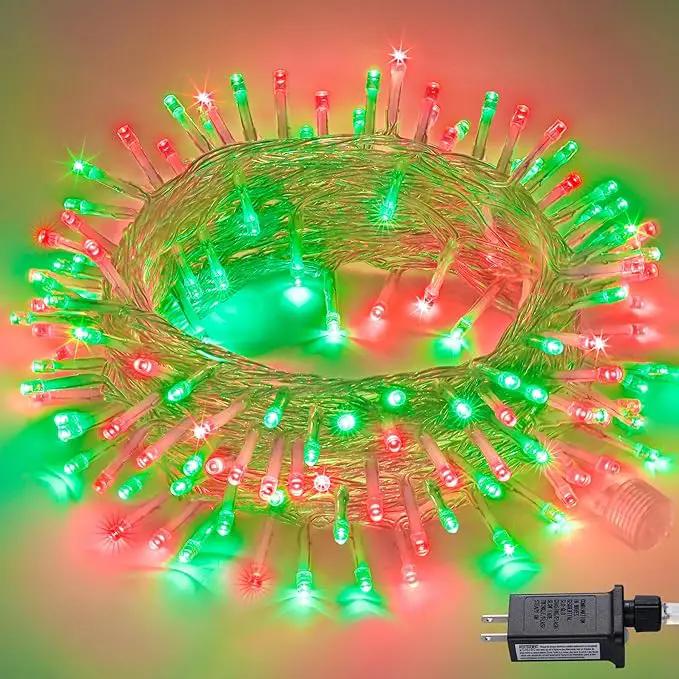 JMEXSUSS 200 LED Red and Green Christmas Lights Outdoor, 66ft String Lights Indoor Clear Wire Plug in for Bedroom Party Christmas Tree Decorations by GreenHaven Gardens