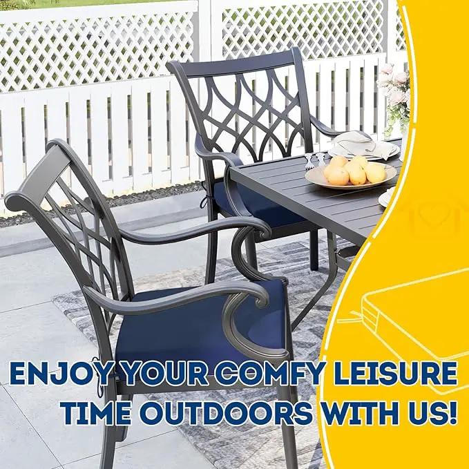 AAAAAcessories Outdoor Seat Cushions for Chairs, Waterproof, Fade-Resistant Patio Furniture Replacement Cushions, 20" x 18" x 3", Set of 2, Navy Blue by GreenHaven Gardens