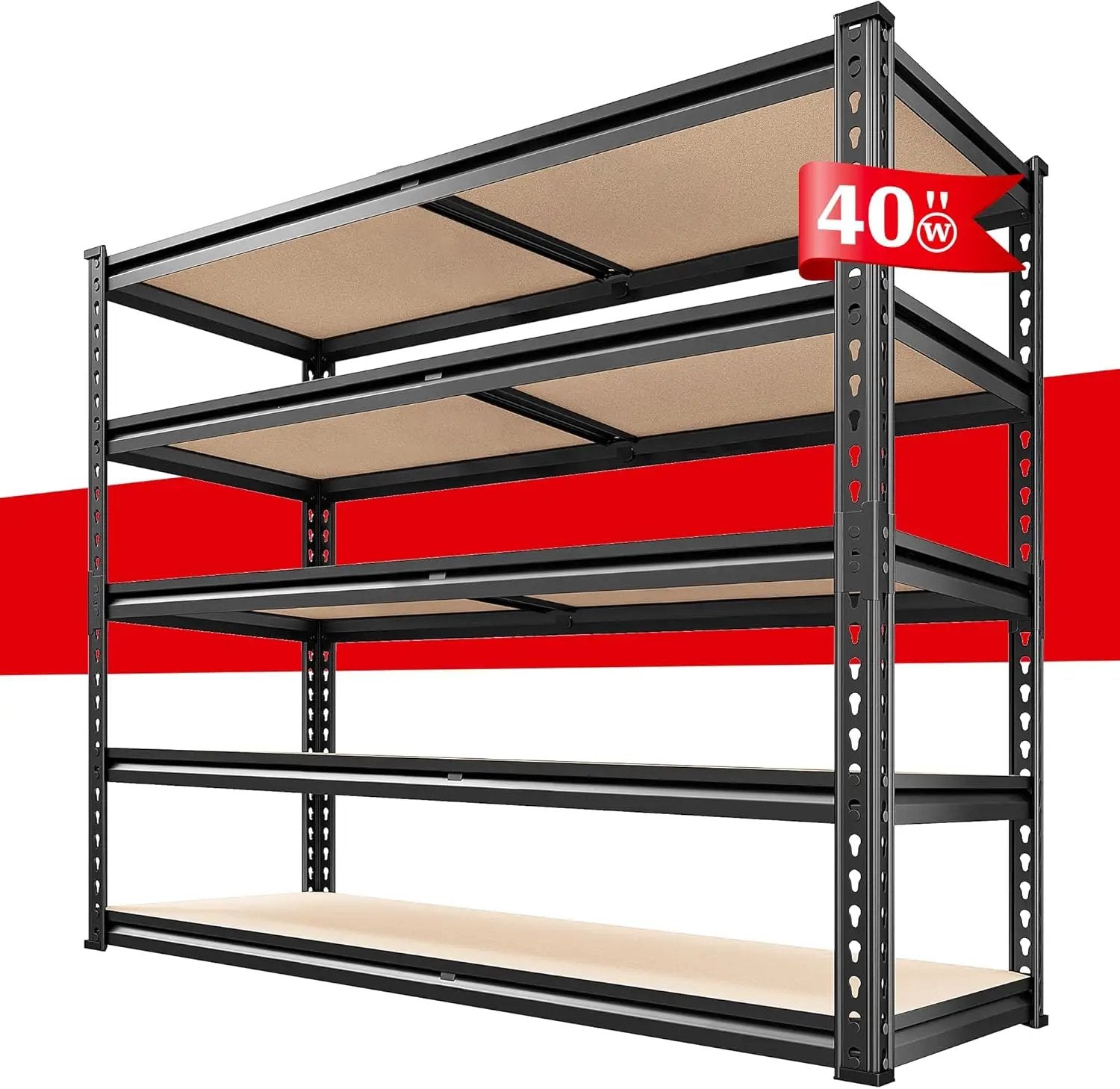 REIBII 2500LBS Garage Shelving 72''H Storage Shelves 40" W Metal Shelving 5 Tier Metal Shelves Adjustable Pantry Shelf for Closet Pantry Basement Kitchen Warehouse 72" H x 40" W x 20" D by GreenHaven Gardens