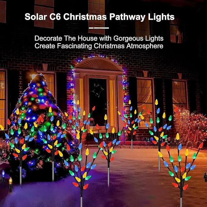 Upgraded 6 Packs 120 LED C6 Solar Christmas Lights, Outdoor Christmas Decorations Yard Lights, 8 Modes Waterproof Christmas Pathway Lights for Christmas Decorations Outdoor Yard Patio Cemetery Grave by GreenHaven Gardens