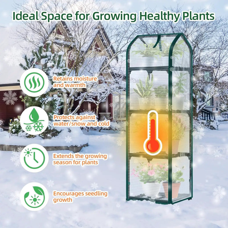 Ohuhu Mini Greenhouse for Indoor Outdoor, Small Plastic Plant Green House with Locking Wheels Portable Greenhouses with Durable Cover for Seedling,Ideal Gardening Gifts for Women Men White by GreenHaven Gardens
