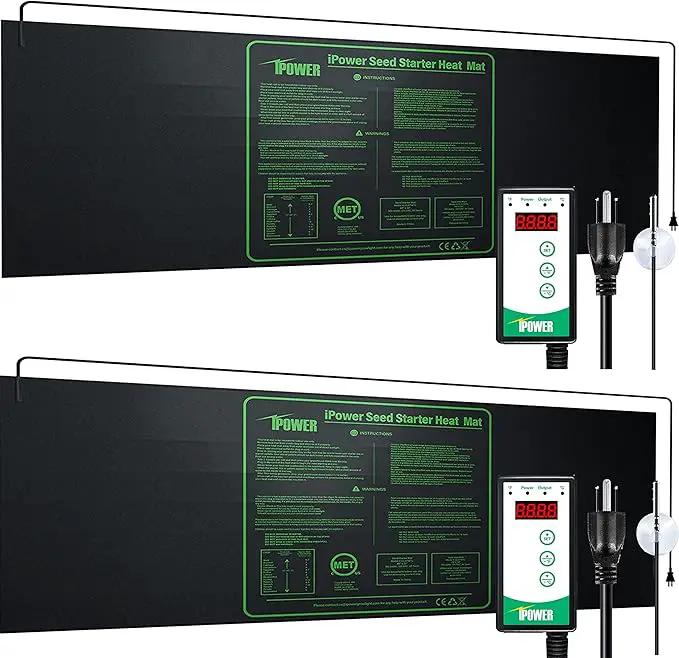 iPower 40-108 Degrees Fahrenheit Digital Heat Mat Thermostat Controller and 48" x 20" Hydroponic Seeding Warm Pad Plant Starting Kit Combo, 2 Pack by GreenHaven Gardens