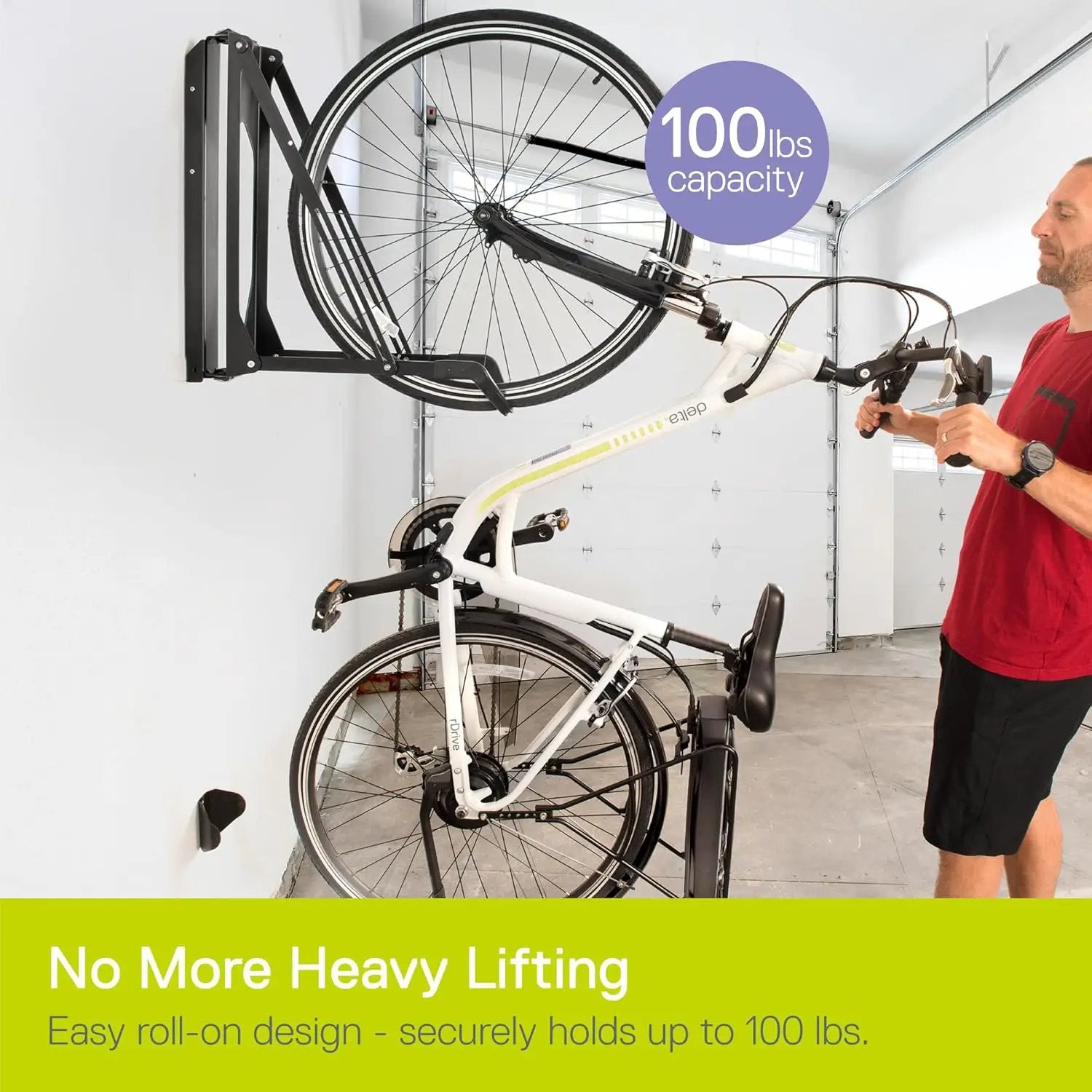 Pivot Bike Storage Rack by Delta Cycle - Bike Rack Garage Wall Mount Swivels to Save Space - No Lifting Required Vertical Bike Rack - Indoor Bike Storage Wall Hanger Holds Up to 100 lbs by GreenHaven Gardens