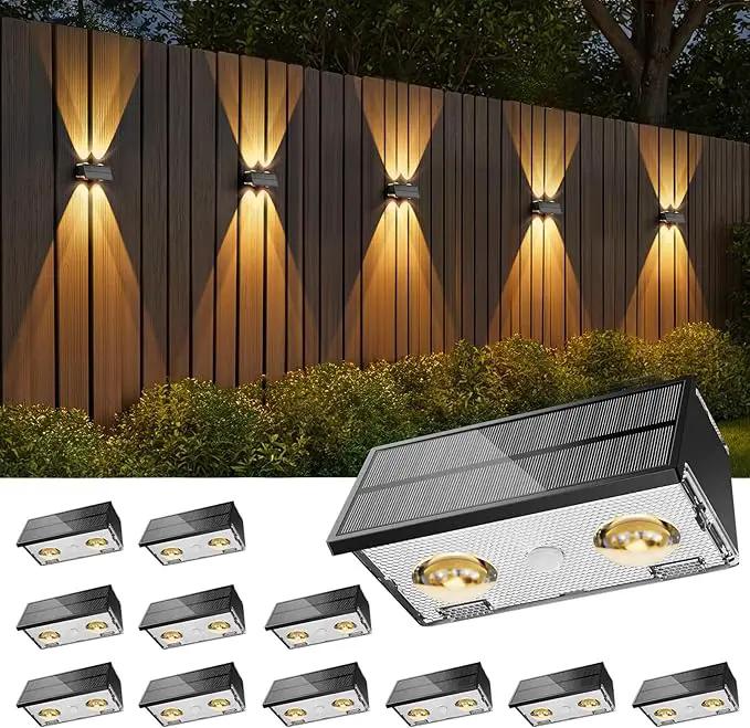 Bridika Solar Fence Lights, 12 Pack Up and Down Solar Lights Outdoor Waterproof, 8 Colors Lens LED Dusk to Dawn Wall Lights for Fence, Patio, Deck, Backyard, Garden by GreenHaven Gardens